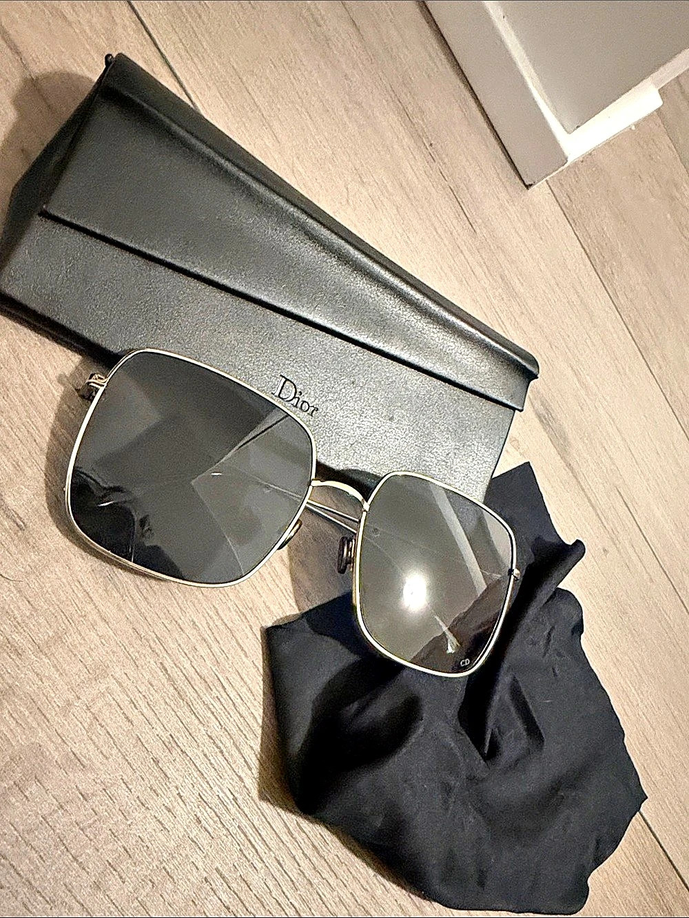 Dior Gold-Trim Black Sunglasses